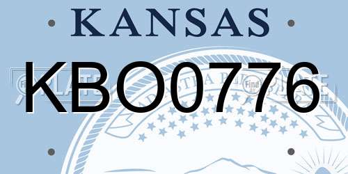 KBO0776 Kansas License Plate