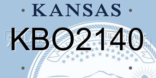 KBO2140 Kansas License Plate