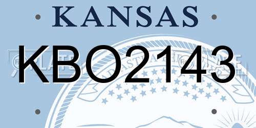 KBO2143 Kansas License Plate