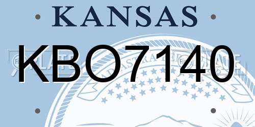 KBO7140 Kansas License Plate