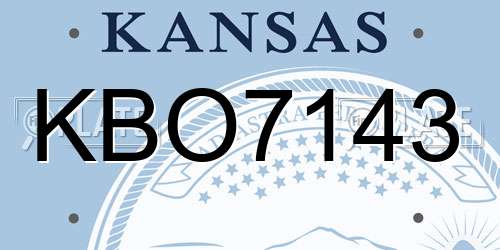 KBO7143 Kansas License Plate