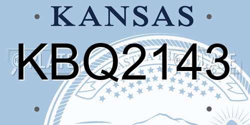 KBQ2143 Kansas License Plate