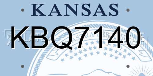 KBQ7140 Kansas License Plate