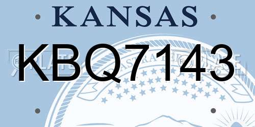 KBQ7143 Kansas License Plate