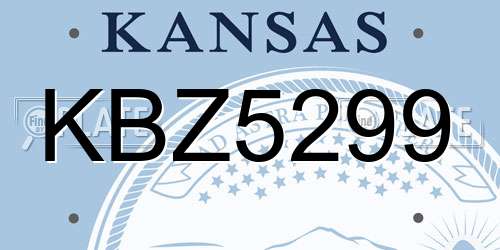 KBZ5299 Kansas License Plate