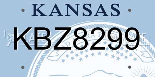 KBZ8299 Kansas License Plate
