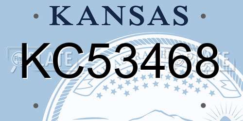 KC53468 Kansas License Plate