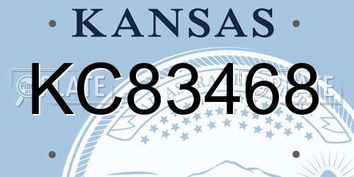 KC83468 Kansas License Plate