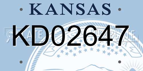 KD02647 Kansas License Plate
