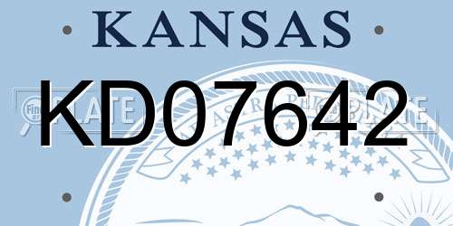KD07642 Kansas License Plate