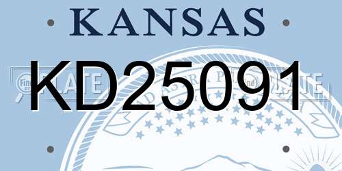 KD25091 Kansas License Plate