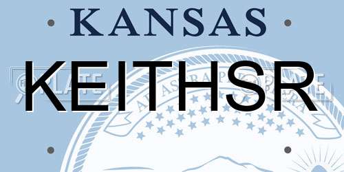 KEITHSR Kansas License Plate