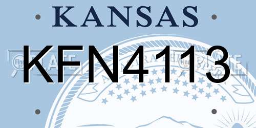 KFN4113 Kansas License Plate