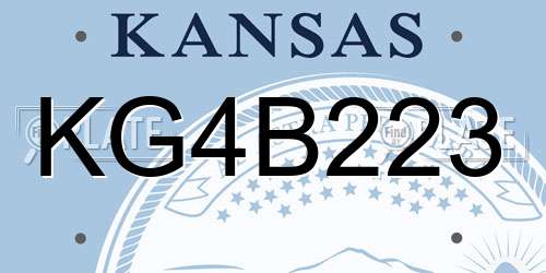 KG4B223 Kansas License Plate