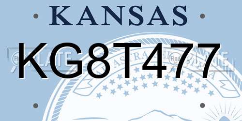 KG8T477 Kansas License Plate
