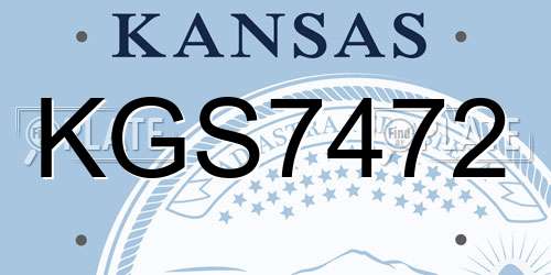 KGS7472 Kansas License Plate