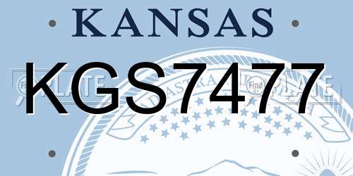 KGS7477 Kansas License Plate