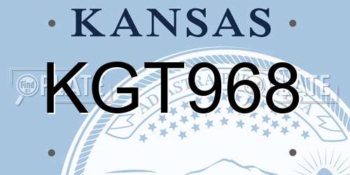 KGT968 Kansas License Plate