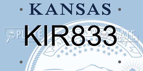 KIR833 Kansas License Plate