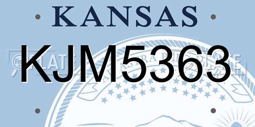 KJM5363 Kansas License Plate
