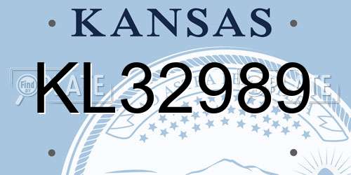 KL32989 Kansas License Plate