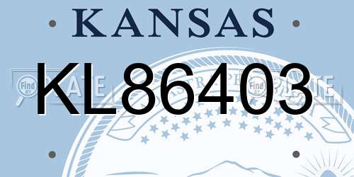 KL86403 Kansas License Plate