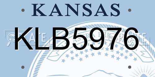 KLB5976 Kansas License Plate