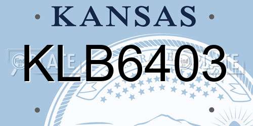 KLB6403 Kansas License Plate