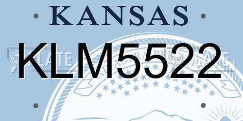KLM5522 Kansas License Plate