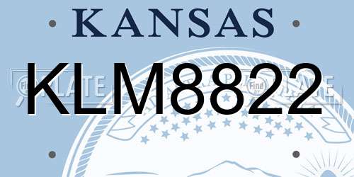 KLM8822 Kansas License Plate