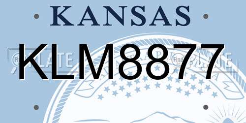 KLM8877 Kansas License Plate