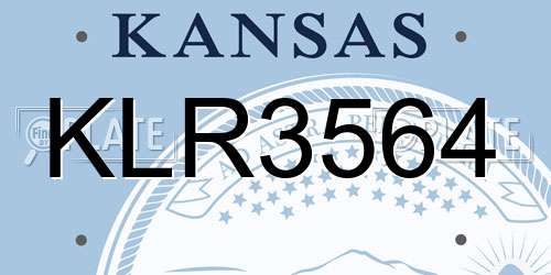 KLR3564 Kansas License Plate