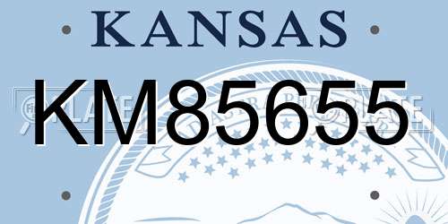 KM85655 Kansas License Plate