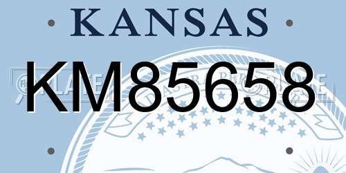 KM85658 Kansas License Plate