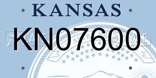 KN07600 Kansas License Plate