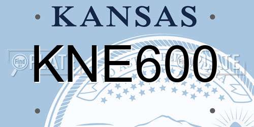 KNE600 Kansas License Plate
