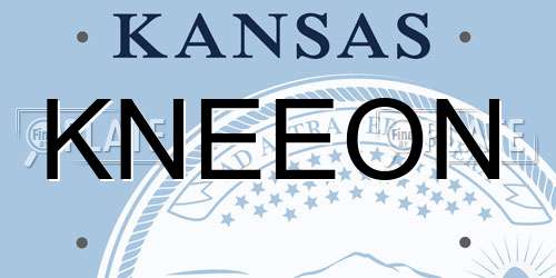 KNEEON Kansas License Plate