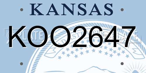 KOO2647 Kansas License Plate