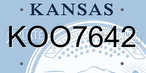 KOO7642 Kansas License Plate