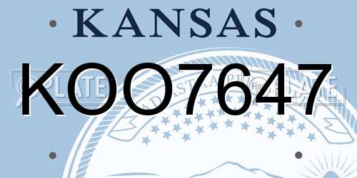 KOO7647 Kansas License Plate