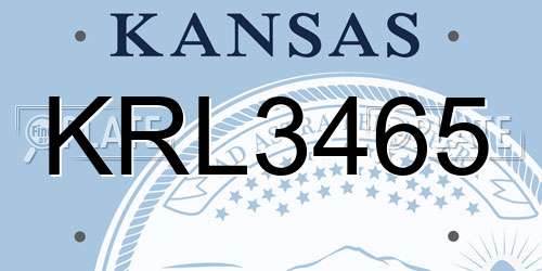 KRL3465 Kansas License Plate