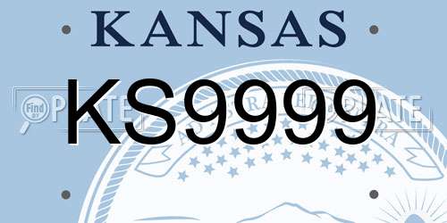 KS9999 Kansas License Plate