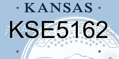 KSE5162 Kansas License Plate