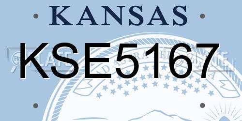 KSE5167 Kansas License Plate