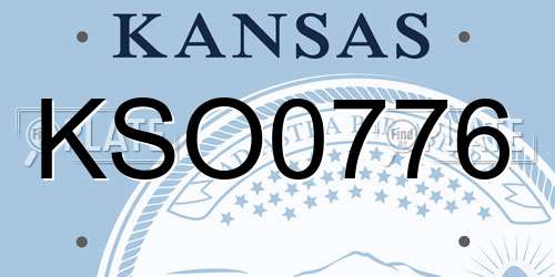 KSO0776 Kansas License Plate