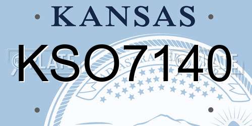 KSO7140 Kansas License Plate