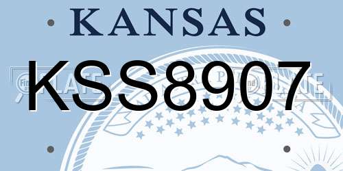 KSS8907 Kansas License Plate