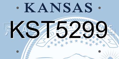 KST5299 Kansas License Plate