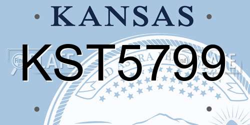KST5799 Kansas License Plate
