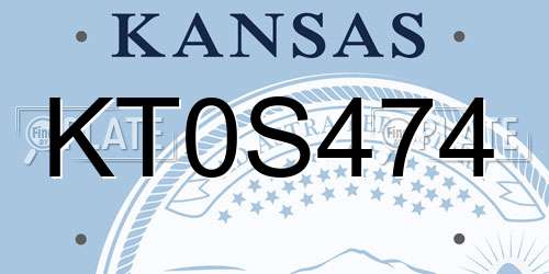 KT0S474 Kansas License Plate
